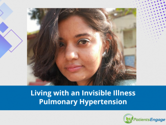Picture of a young woman with the text overlay: living with an invisible illness | Pulmonary Hypertension