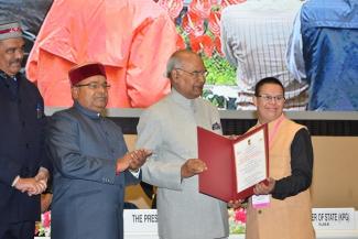 Image: Pranay Burde with Down's Syndrome receives award from President of India