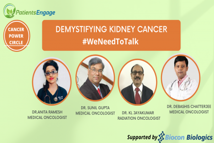 A panel discussion on Kidney Cancer with the profile pictures of the panelists