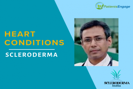 Profile pic of Dr. PD Rath and the text Heart Conditions Scleroderma and the logos of PatientsEngage and Scleroderma India 