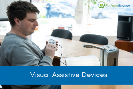 Blind person using assistive devices 