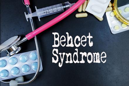 stock pic that says Behcet Syndrome and shows medical supplies