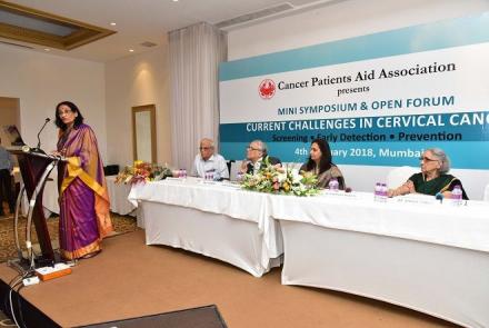 Dr. Sarita Bhalerao speaking at the CPAA UICC Cervical Cancer symposium