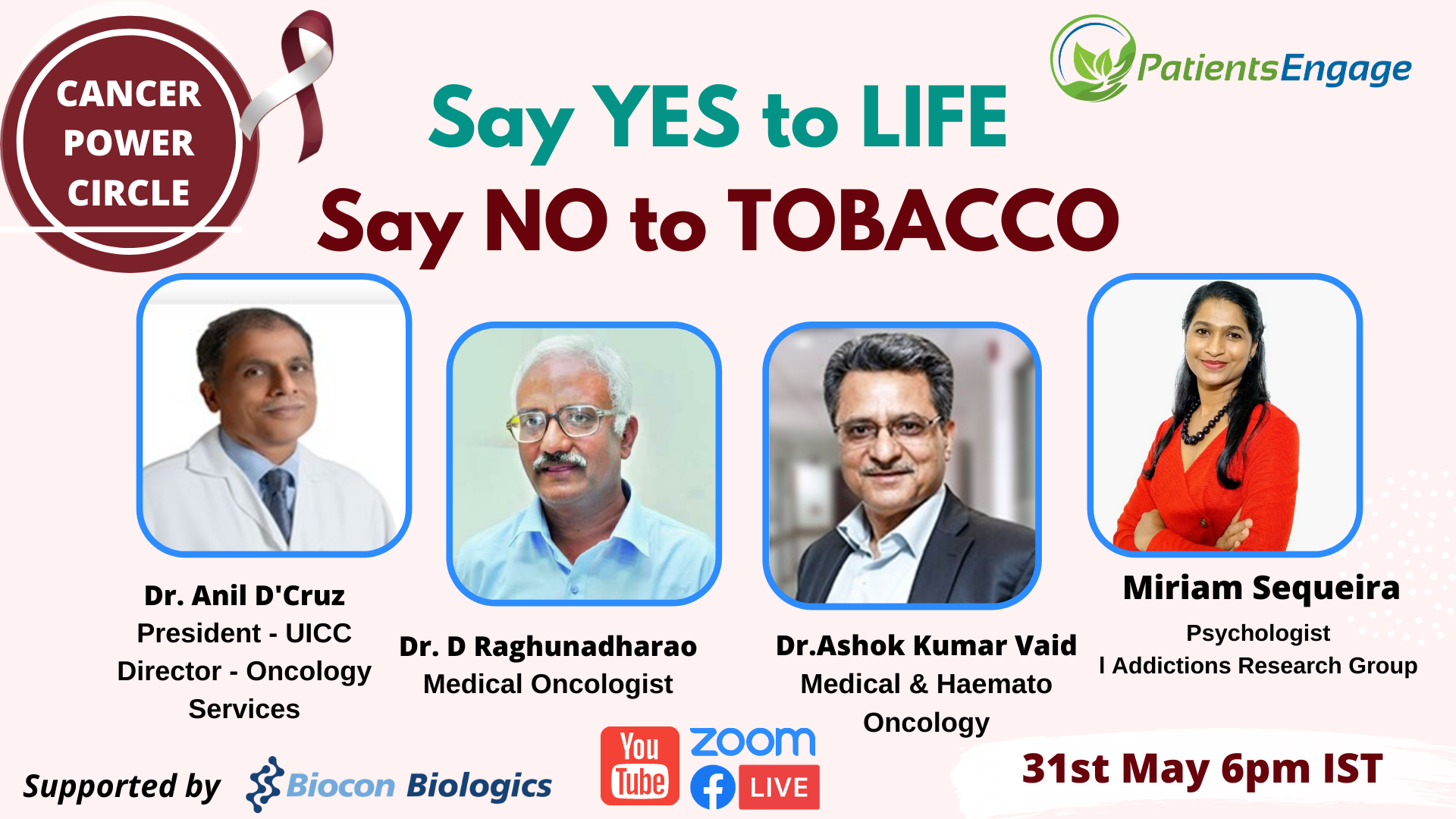 Upcoming Webinar: Say Yes To Life Say No To Tobacco |PatientsEngae