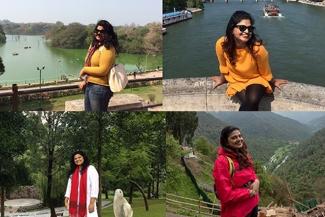 A collage of pictures of Rohini showing her before and after weight loss
