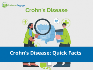 Graphic design showing intestines and the text Crohn's disease quick facts
