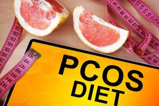 A stock pic that reads PCOS Diet and shows grapefruits