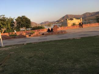 Jal Mahal in the backdrop of the Aravalli mountain range