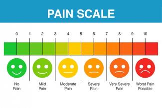 Pain Assessment Scale in colour from green to red