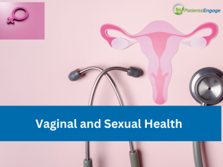 Stock pic with graphuc elements of vagina, female gender symbol and a stethoscope and the text overlay Vaginal and Sexual Health 
