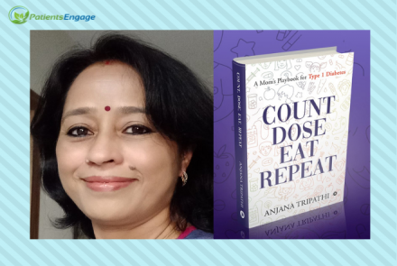 Profile pic of Author Anjana with the cover of her book 