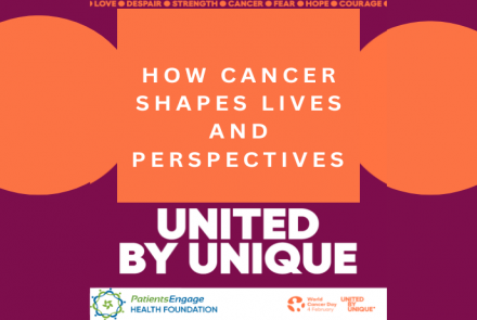 Thumbnail based on world cancer day theme United by Unique and the text How Cancer Shapes Lives and Perspectives