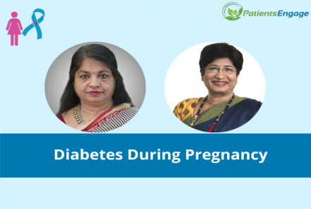 Pictures of Dr. Usha Sriram and Dr. Gita Arjun and the text Diabetes During Pregnancy