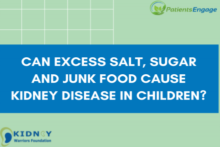 Thumbnail in green with text on blue strip: Can excess salt, sugar and junk food cause kidney disease in children