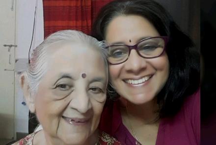 Ranjana on the right with her stroke survivor mother Vaidehi on the left 