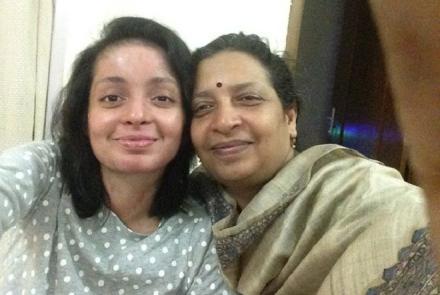 Srishti on the left with her mother