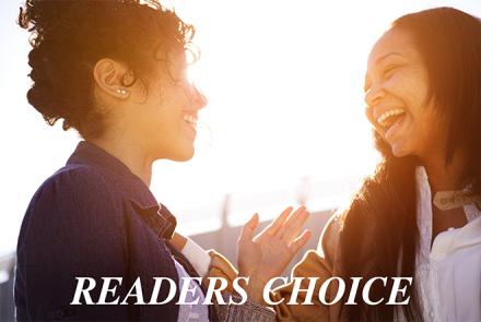 Two women with Readers Choice text overlaying the image